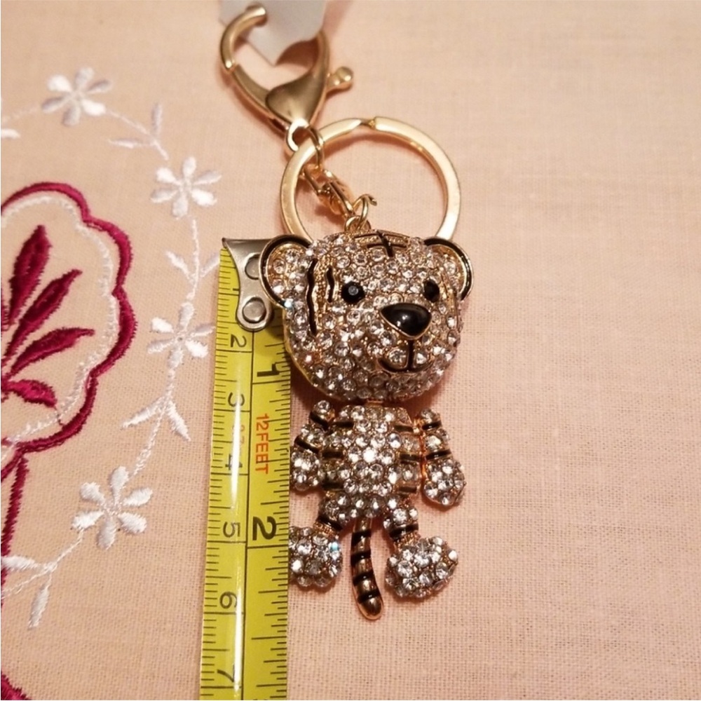UNBRANDED TIGER Rhinestone Handbag / Purse Charm Accessory Gold - Picture 8 of 12
